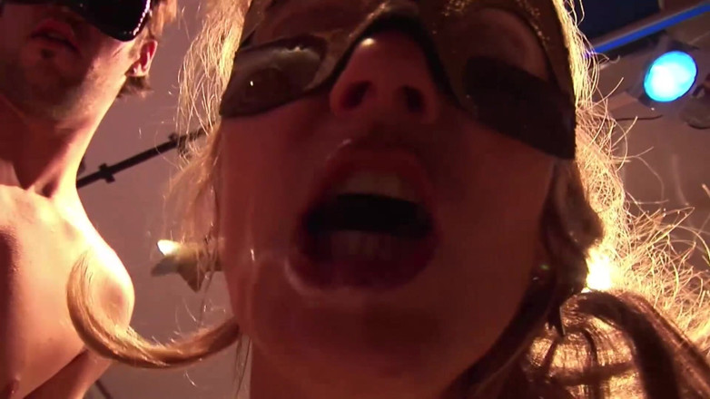 Dark Alley Orgy: Horny milfs in sexy lingeries are getting fucked at the...