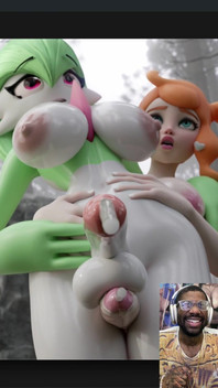 Transgender Big Breast Fuckemon Cums Hard While Getting Thigh Fucked