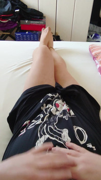 Nylonjunge in the Nightgown and Tights in Bed