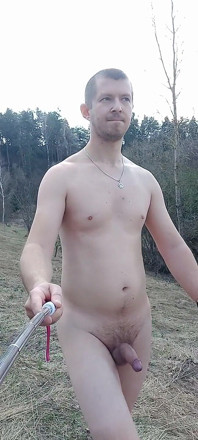 Naked Guy Walks in Nature and Jerks off