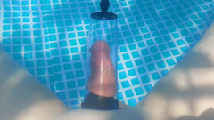 Barely Wet and Wild: Poolside Tease Ending in a Hot Finish