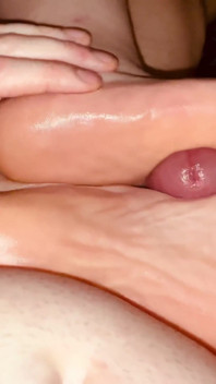 Amateur footjob close up