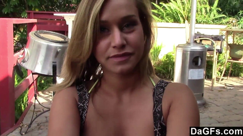 Dagfs: Stunning babe Kennedy Leigh sucks and rides cock outdoors in...