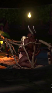Minotaur scopa duro belle belle giovani fate nella misteriosa foresta magica