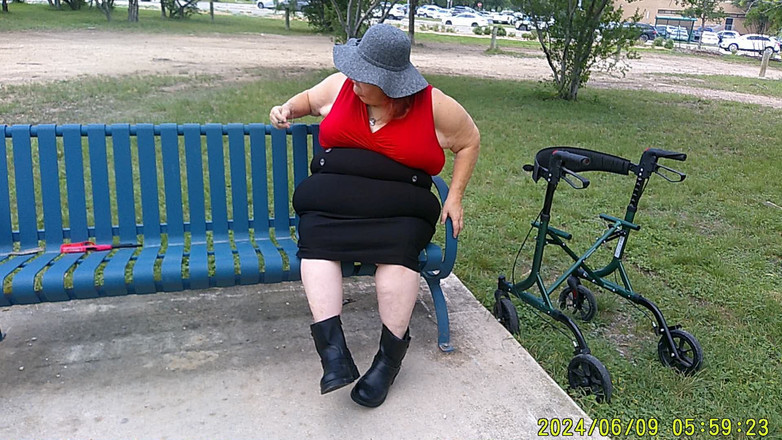 BBW nurse Vicki adventures with friends: Nurse Vicki Smoking in the Park on a Bench All...