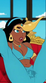 Futanari. Puteri Jasmine Girl dengan batang besar. Porn Aladdin Series.
