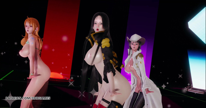 3D-Hentai Games: День девушки - Ожидание обнаженного танца Боа Хэнкок, Нами, Нико Робин, цельный сексуальный танец Kpop