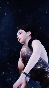 Glossy Korean-style Beauty, Seductive Evening Gown, High Heels, Big Boobs, Big Butt, Shaved Pussy, Tight Pussy