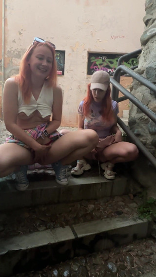 Thumbnail of Amateur Outdoor Lesbian Pee Compilation in Old Town