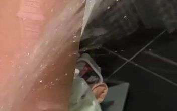 Very Very Strong Pee Stream on the Wall in Pantyhose and High Heels