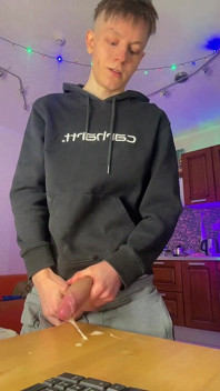 Skinny Boy Making a Huge Mess with His Thick Dick