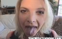 Slut wife training: Blonde Swallows Sperm Wifey Cock Loads Jizz Gulping BBW Whore!