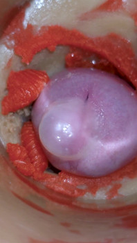 The Camera Inside the Deep Pussy Records a Huge Ejaculation with a Stuck Condom 4K