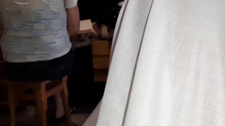 Lesbian-illusion: Semasa teman wanita saya belajar untuk peperiksaan, jiran kita bermain...