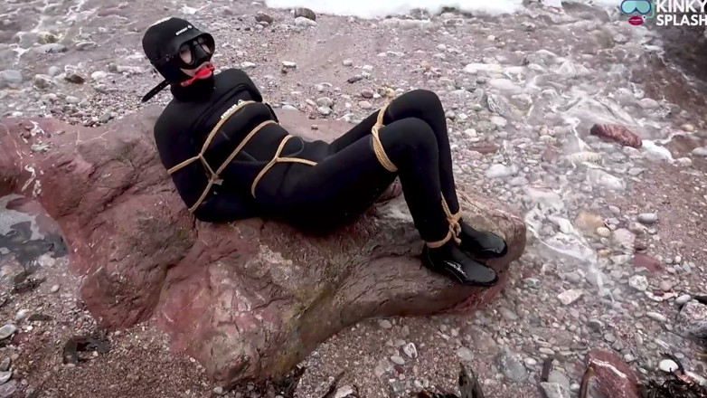 UKCuteGirl Lucy Lauren: Begging to Be Tied up in 8mm Beuchat - Wetsuit Girl Struggles...