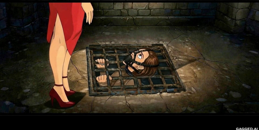 Gagged AI Cartoons: Lady in Red