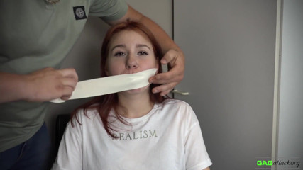 Gag Attack: Red Foxy - Microfoam tape gagged