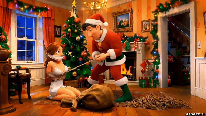 Gagged AI Cartoons: His Ex for Christmas