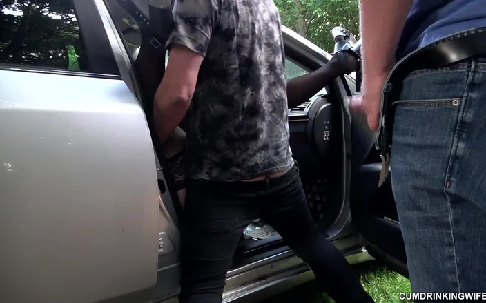 Cumdrinking Wife: Dogging Cum Dump for Lots of Strangers at a Parking...