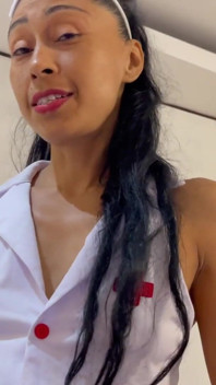 The nurse arrives to fix everything, with her beautiful lips