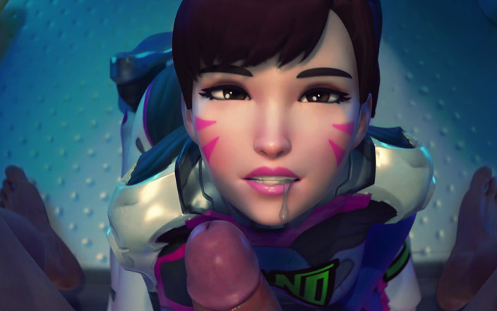 Orlikx: D.va пляже утром, анальный секс и ночной грязный минет с камшотом на лицо - 3D анимация Overwatch