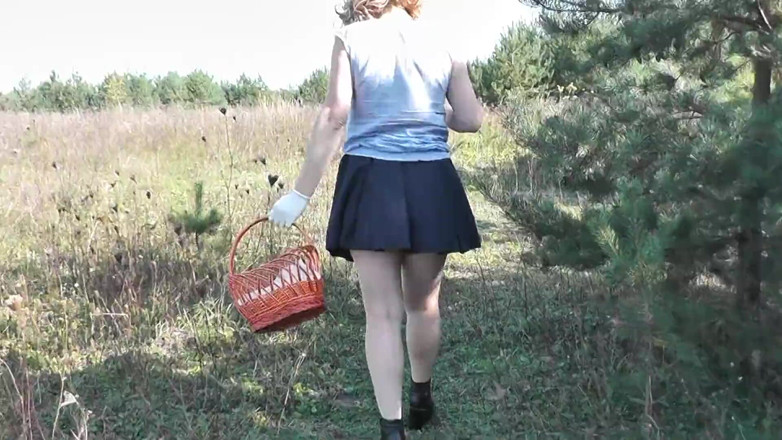 XXX-Platinum: Outside. Beautiful Stepmom MILF Without Panties Picks Mushrooms in Forest...