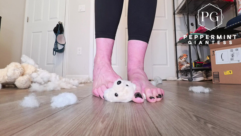 Peppermint Giantess: 67 Tall Giantess Barefoot Plushie Crush: Size 16 Toes Tear Open &amp;...