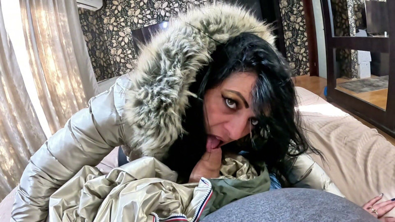 MilfyCalla: Dominant Golden Downjacket MILF Satin Fantasy, Deepthroat, Spit, Cum on...