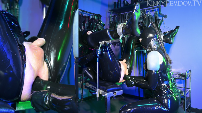 KinkyFemdomTV: Heavy Rubber Dolly Latex Fisting Dubur Berganda, Puan, Lunatika Maz...
