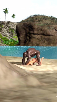 ビーチで熱いセックス!大きな黒人男は野蛮な島で角質黒檀を強打