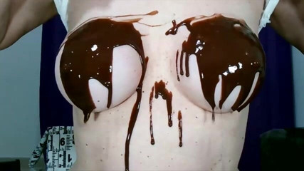 Brazilian_Miss: Wetting boobs, tities and nipples with chocolate