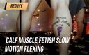 Red Ivy: Fetiche por fetiche muscular na panturrilha, flexão em câmera lenta