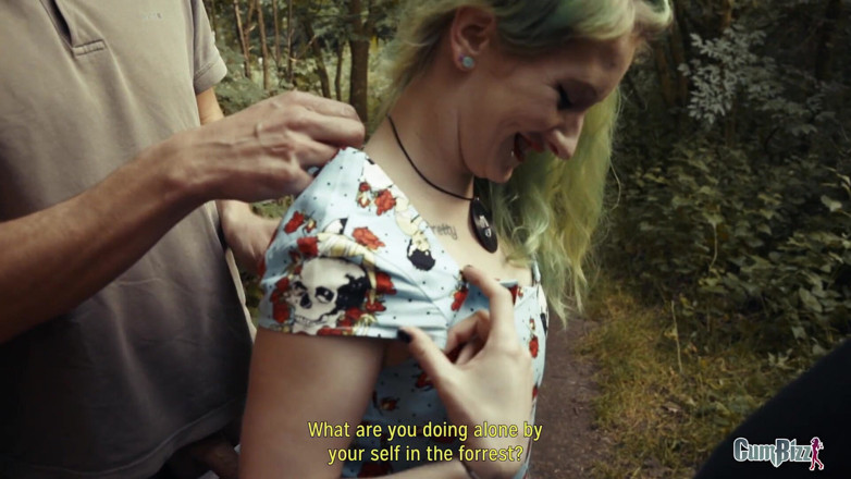 Cumbizz: Naughty college girl walks in the notorious woods full of...