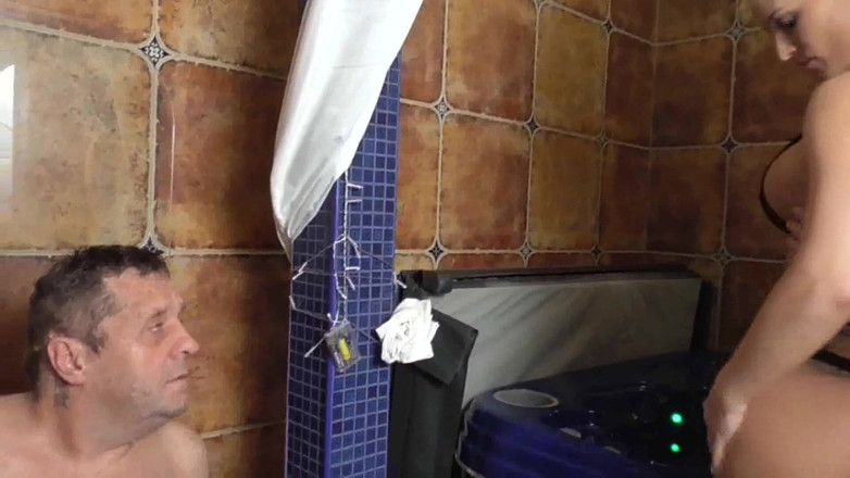 Femdom Sex: Cuckold humiliation by the hot tub