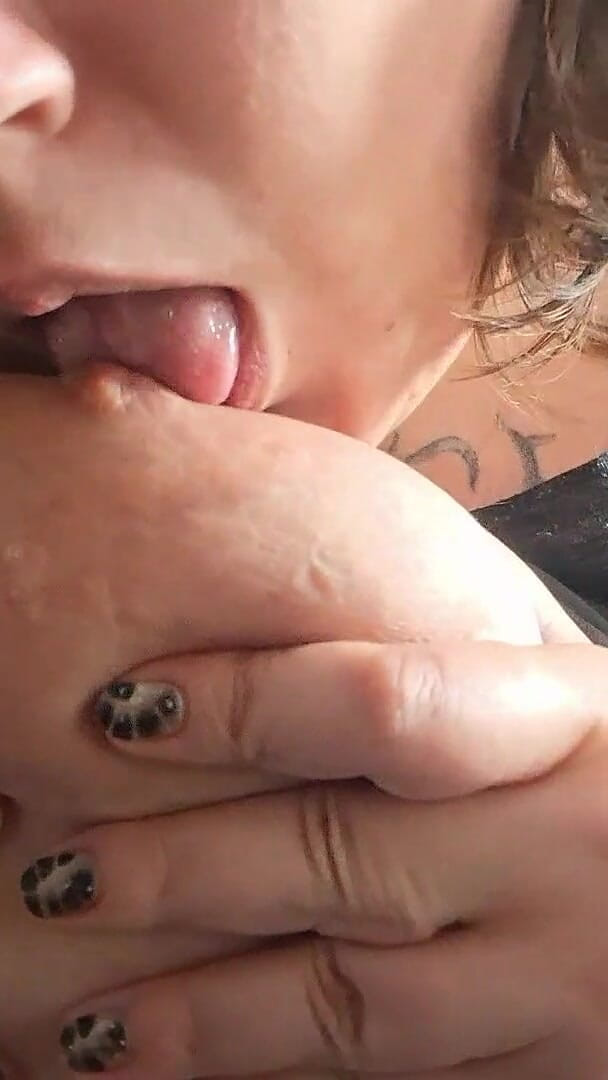alucidfever: Sucking My Own Nipples - Large Areolas &amp; Saggy Tits Combo
