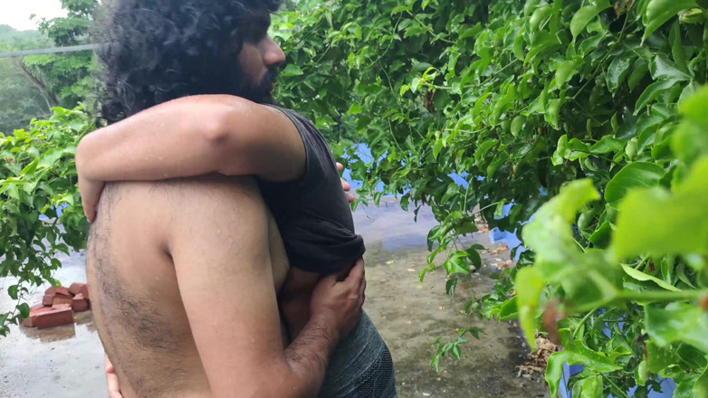 Vaigavarun45: Out Door Terrace Rain Romance with Boobs Suck and Boobs...