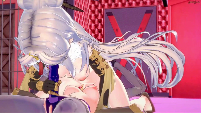 Hentai Smash: Fischl ăn mông của Ningguang, sau đó đụ cô ấy bằng một con cu...