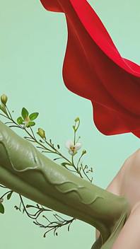 Futa, belle elfe nue avec des cheveux flottants enchantés et des pétales d’orchidées
