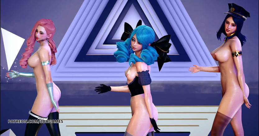 3D-Hentai Games: Rykte Seraphine Gwen Caitlyn sexig striptease