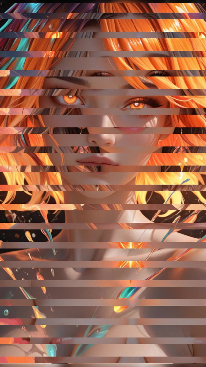 VelvetInk Studio: Retrato de belleza desnuda de diosa cósmica de neón con...
