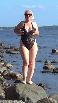 Teasing and Rinsing Her Pussy in the Lake.