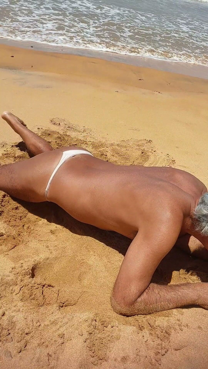 Ladysilvas: Ladysilva on the Beach in Panties Tanning Her Hot Ass