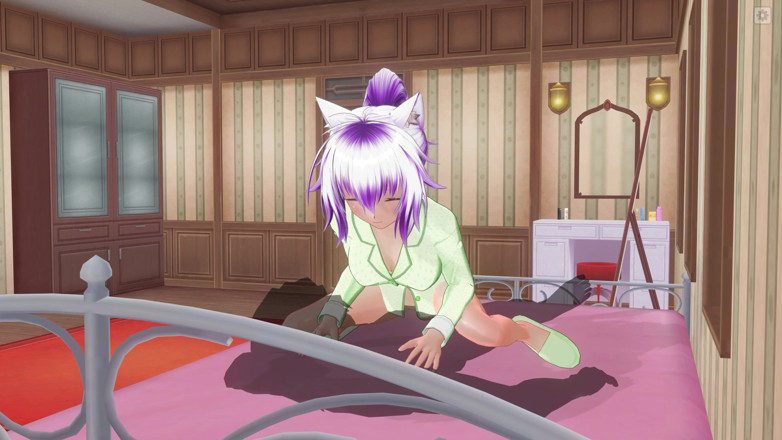 H3DC: 3D HENTAI. Linda novia en pijama verde monta una gran...