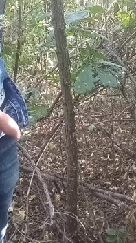 He pisses in the woods and has a quick wank