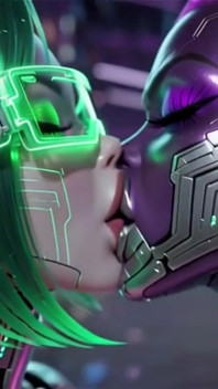 Beautiful Aliens Kiss on Nice Music, Ai Animation