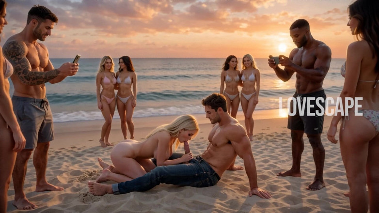 Lovescape: Blonde Sucks Cock on the Beach (ai)