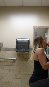 Dripping Creampie in Public Restroom