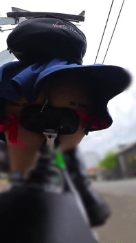 Riding in Public with Butt Plug Exposed and Red Garters