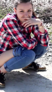 Shy Teen Pee on a Dirt Road