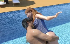 Min styvbrors fru #30 John pressade sitt ansikte mot Jennifers bröst medan han dök i vattnet